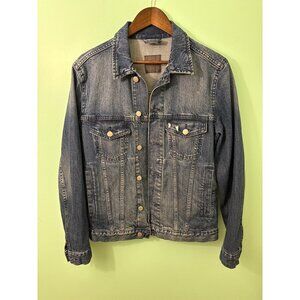 H&M Vintage-Style Medium Wash Denim Jacket With Snap Buttons & Chest Pockets